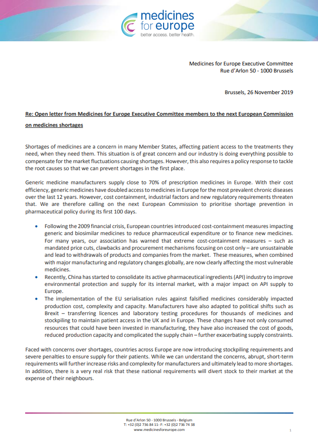 20191126_Open brief Medicines for Europe-Medaxes_geneesmiddelentekorten